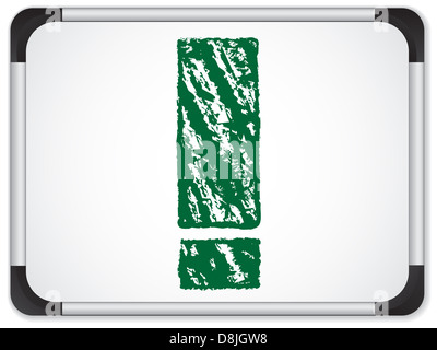 Vettore - Lavagna con punto esclamativo scritto in verde Foto Stock