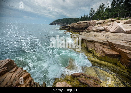 Scogliere del Parco Nazionale di Acadia nel Maine, Stati Uniti d'America Foto Stock