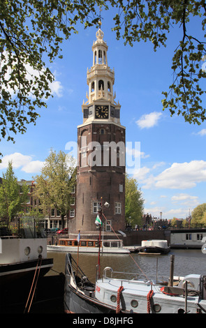 Paesi Bassi, Amsterdam, Oude Schans, Montelbaanstoren, Foto Stock