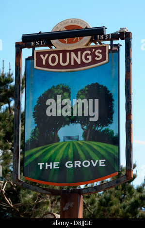 Il Grove pub segno, Exmouth, Devon, Inghilterra, Regno Unito Foto Stock