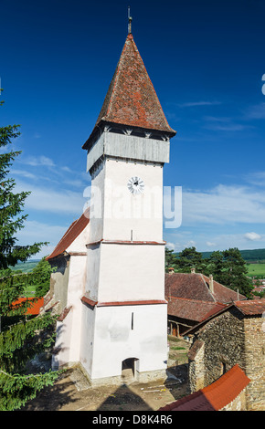 Mesendorf sassone fortificato chiesa risale al 1290, in Transilvania, Brasov county, regione della Romania. Foto Stock