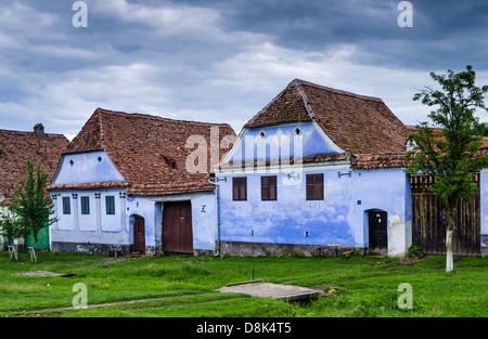 Viscri Village è un saxon comune rurale con chiesa fortificata in Transilvania, un punto di riferimento della Romania. Foto Stock