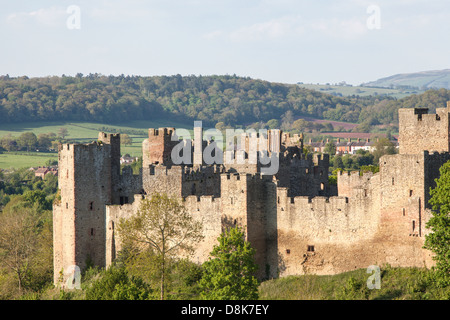 Il Shropshire città mercato di Ludlow da Whitecliff, Shropshire, Inghilterra, Regno Unito Foto Stock