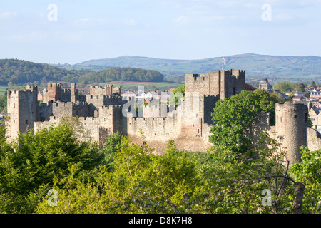 Il Shropshire città mercato di Ludlow da Whitecliff, Shropshire, Inghilterra, Regno Unito Foto Stock