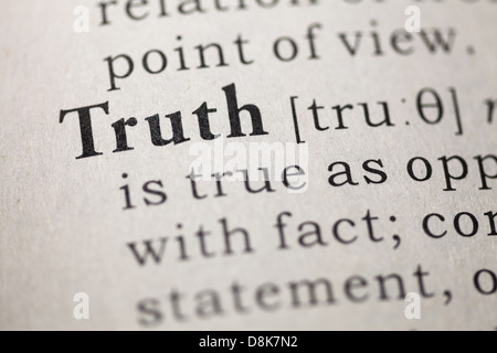 Definizione del dizionario della parola di verità. Foto Stock