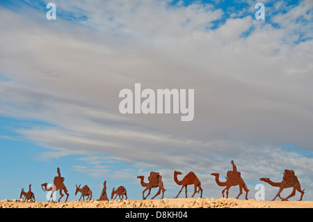 Metallo (decorativo) raffiguranti animali che ha giocato un ruolo importante nel percorso di incenso a Avdat National Park, Israele Foto Stock