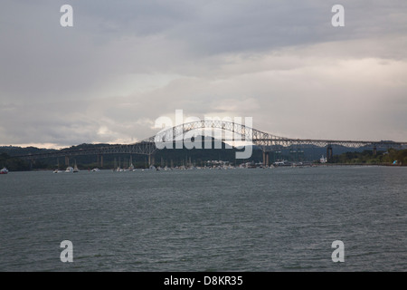 Puente de las Americas, il canale di Panama, Panama Foto Stock