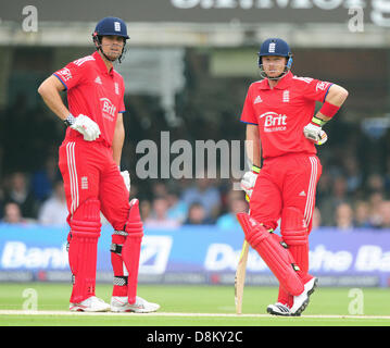 Londra, Regno Unito. Il 31 maggio 2013. Alastair Cook e Ian Bell in azione durante la prima Giornata internazionale tra Inghilterra e Nuova Zelanda dal Lords Cricket Ground. Credit: Azione Plus immagini di sport/Alamy Live News Foto Stock