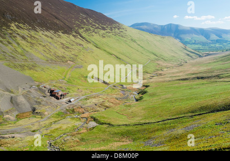 Guardando verso la forza mia rupe e Coledale Beck da budino Beck nel distretto del Lago Foto Stock