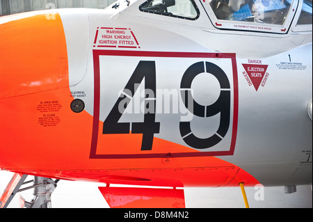 Vampire De Havilland, WZ590, Imperial War Museum Duxford, Inghilterra Foto Stock