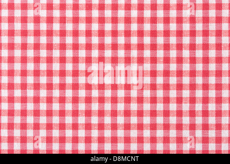 Il bianco e il rosso Gingham tovaglia sfondo texture Foto Stock