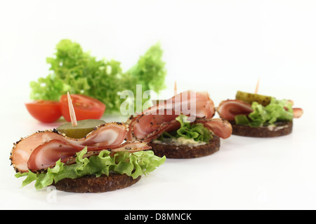 Crostini con pancetta Foto Stock