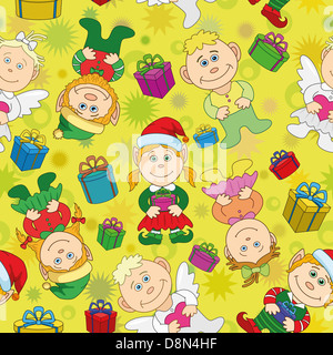 Seamless sfondo di Natale, i ragazzi e le ragazze Foto Stock
