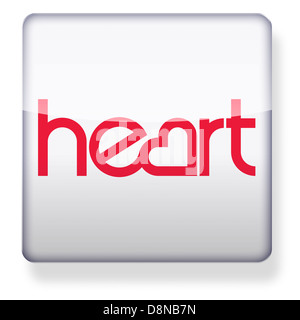 Cuore logo fm come l'icona di un'app. Percorso di clipping incluso. Foto Stock