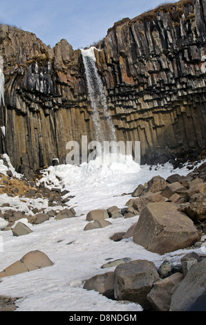 Svartifoss cascata, Islanda Foto Stock