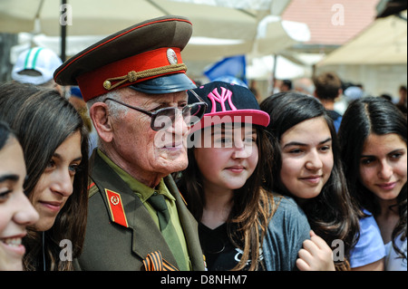 II Guerra Mondiale Veterani sovietica alla celebrazione del 9 maggio, la Giornata della vittoria in Gerusalemme, Israele, 9 maggio, 2013 Foto Stock