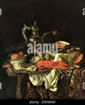 Abraham van Beyeren, ancora la vita con una brocca d'argento 1655-1670 Olio su tela. Museo Boijmans Van Beuningen, Rotterdam Foto Stock
