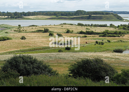 Fyns Hoved. Testa di Funen, Danimarca. Il Moraine paesaggio con biglietti, conserve di area, Nature Conservancy. Conservazione di naturale Foto Stock