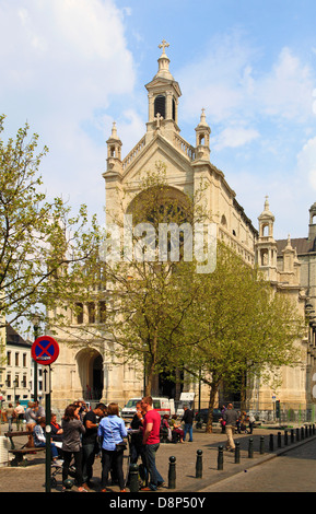 Belgio; Bruxelles; luogo Ste-Catherine, chiesa, persone Foto Stock