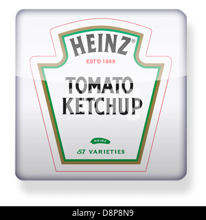 Heinz tomato ketchup logo come l'icona di un'app. Percorso di clipping incluso. Foto Stock