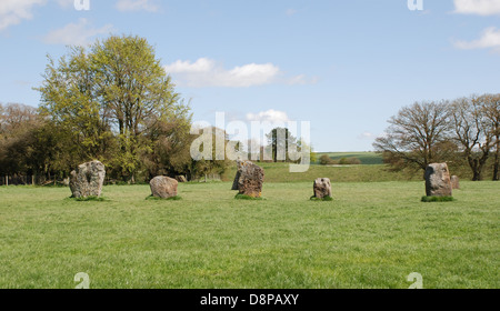 Avebury Neolitico pietre permanente Wiltshire, Inghilterra Foto Stock