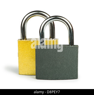 Lucchetto giallo isolato studio shot Foto Stock