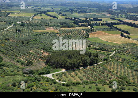 Paesaggio vicino al borgo medievale di Les Baux de Provence nelle Alpilles, Provenza. Foto Stock