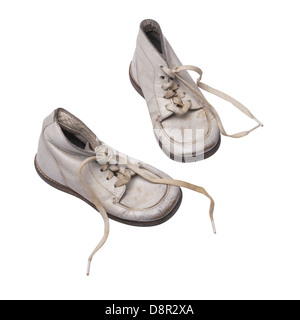 Scarpe per bambini isolati su sfondo bianco Foto Stock
