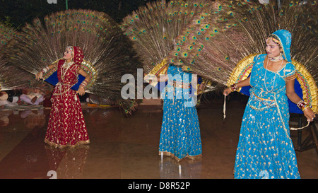 Danza Mauyr (Peacock Dance) eseguita in Bharatpur N India Foto Stock