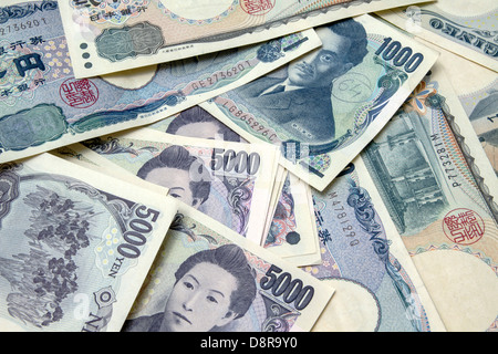 Sfondo di yen giapponese note Foto Stock