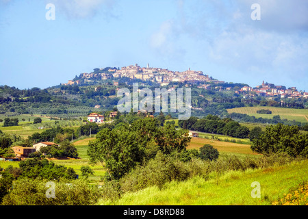 Vista panoramica di Montepulciano, Toscana, Italia Foto Stock