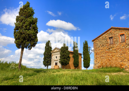 Cappella di Vitaleta, Pienza, Toscana, Italia Foto Stock