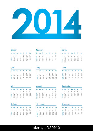 Calendario 2014, vettoriale EPS10 illustrazione Foto Stock