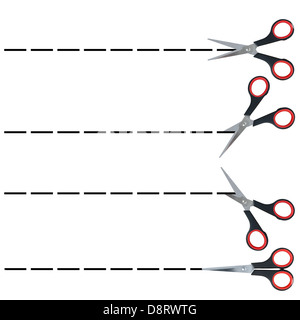 Le linee di sezione con le forbici, impostare Foto Stock