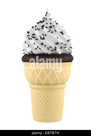 Il gelato in cono di cialda isolato su bianco Foto Stock