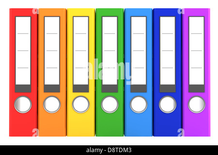 Colore arcobaleno di cartelle di file isolati su bianco Foto Stock