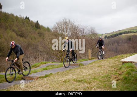 Mountain Bike nel Afan Valley, Galles del Sud Foto Stock