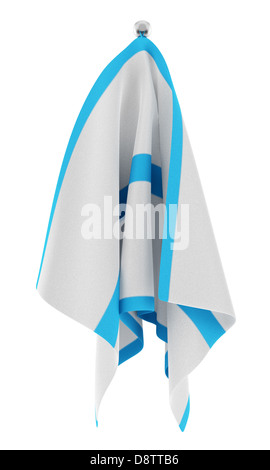Asciugamani su appendiabiti isolati su sfondo bianco Foto Stock