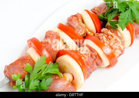 Cibo preparato per shish kebab Foto Stock