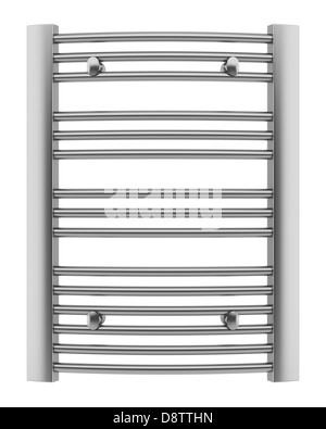 Bagno chrome towel rail isolato su bianco Foto Stock