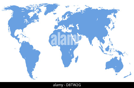 Mappa del mondo, isolata, tracciato di ritaglio Foto Stock