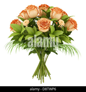 Bouquet di rose arancio isolato su bianco Foto Stock