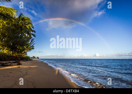 Doppio arcobaleno sulla North Shore di Oahu Hawaii USA Foto Stock