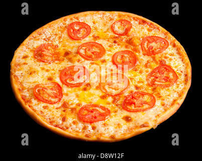 Pizza con pomodoro cerchi, isolato Foto Stock