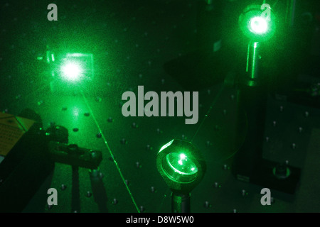 Colore verde brillante fascio laser proveniente da un laser portatile di  dispositivo puntatore Foto stock - Alamy