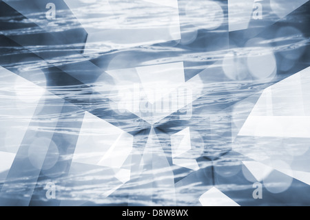 Abstract sfondo blu con costruzione caotica, le onde e le luci sfocate. Il concetto di fantasia Foto Stock