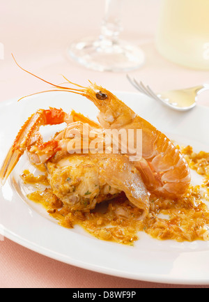 Coniglio e la baia di Dublino di gamberi bolliti, stufato di mandorla Foto Stock