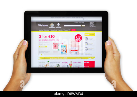 Waitrose sito web su iPad - catena di supermercati britannica Foto Stock