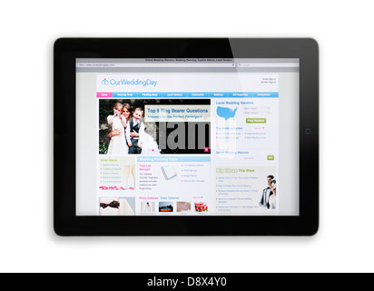 Sito web OurWeddingDay su iPad - On line il giorno di nozze preparazione Foto Stock