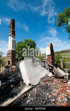 Una casa demolita in rurale Carroll County, Maryland, Stati Uniti d'America Foto Stock